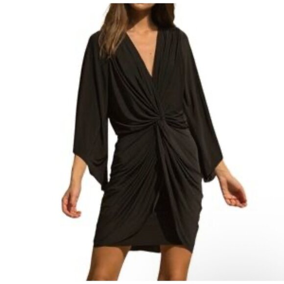 NWT‎ Misa Los Angeles Teget Draped Black Cocktail Dress Size L - Picture 1 of 4